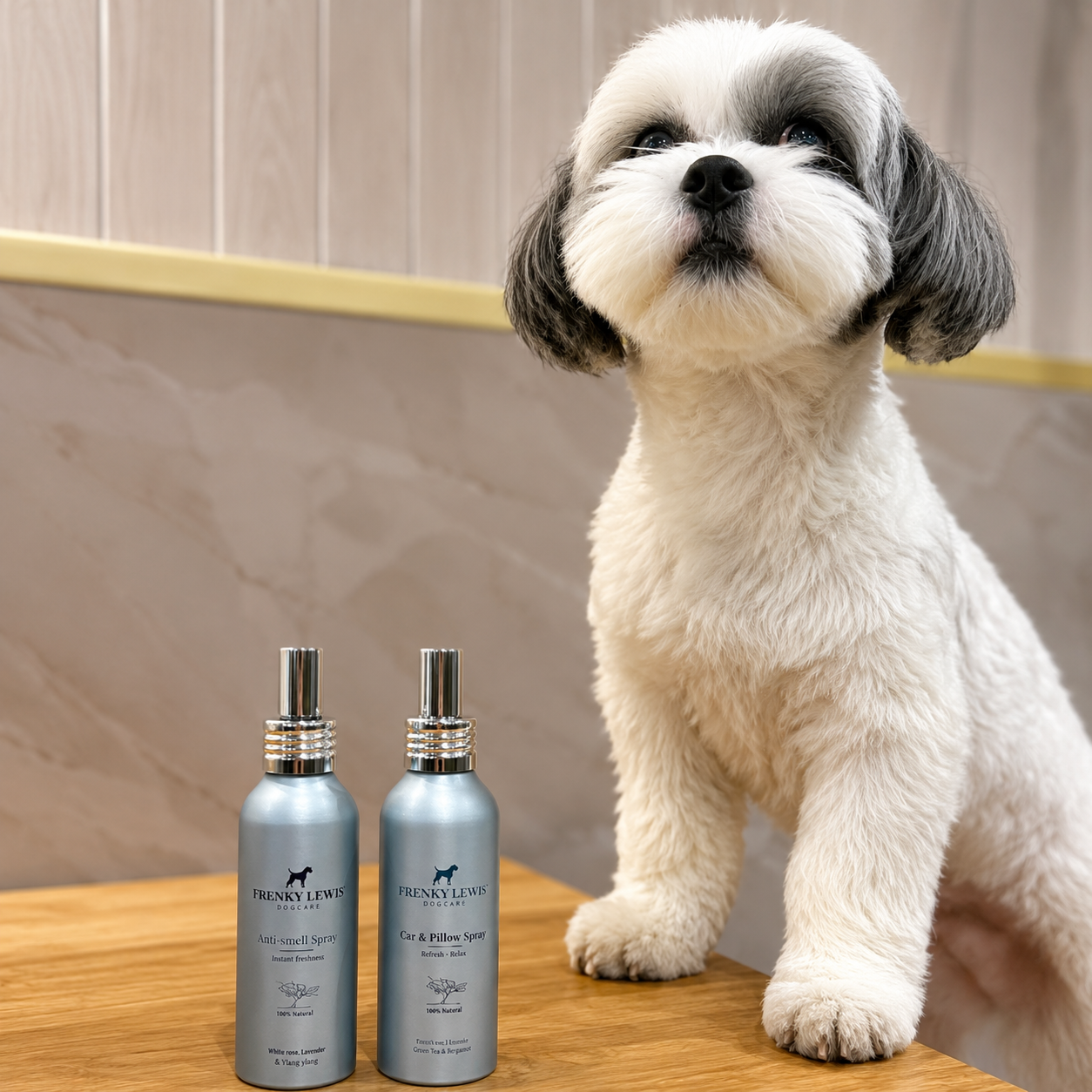 Frenky Lewis - Set Car &amp; Pillow + Anti-Smell Spray – Trandafir Alb, Lavandă și Ylang-Ylang