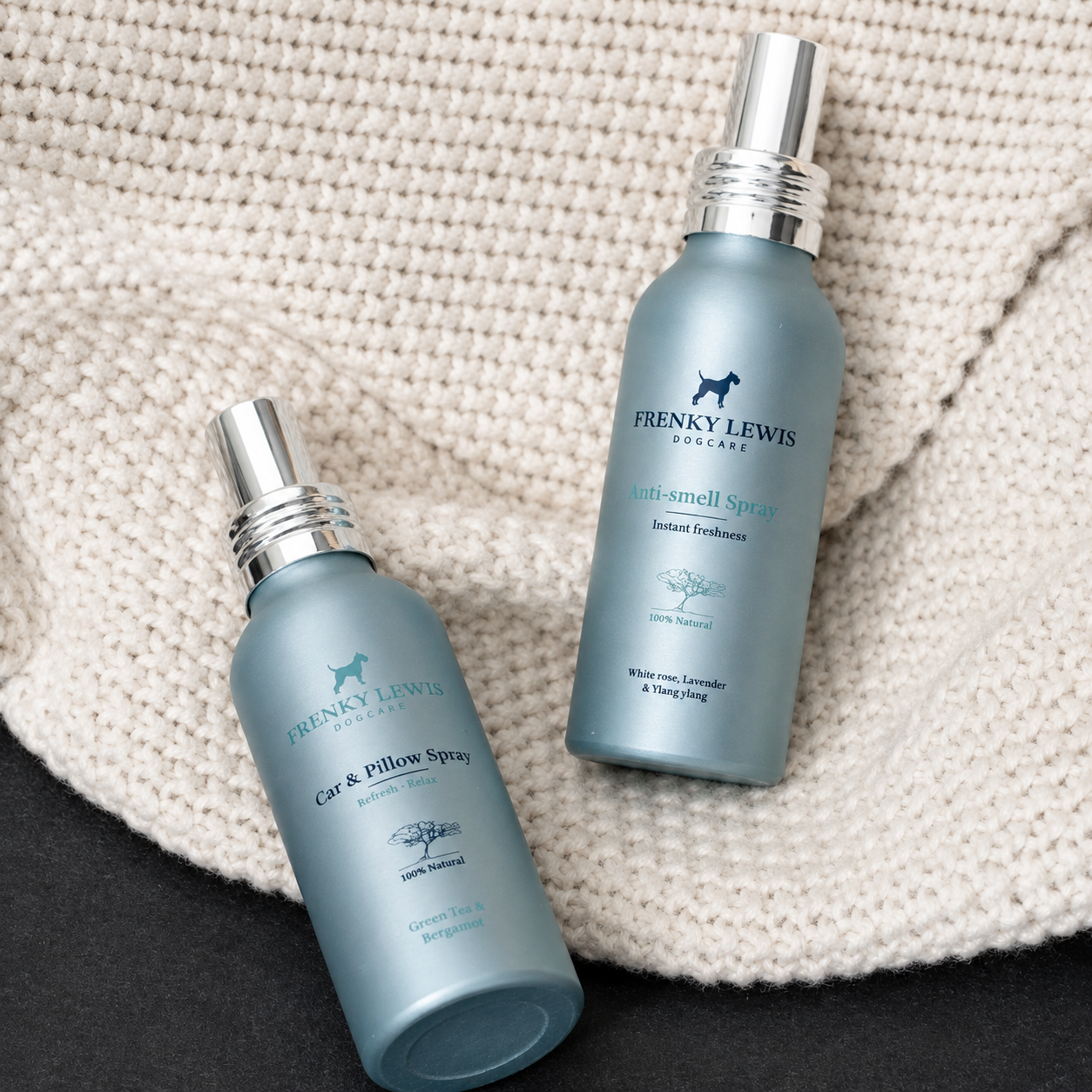 Frenky Lewis - Set Car &amp; Pillow + Anti-Smell Spray – Trandafir Alb, Lavandă și Ylang-Ylang