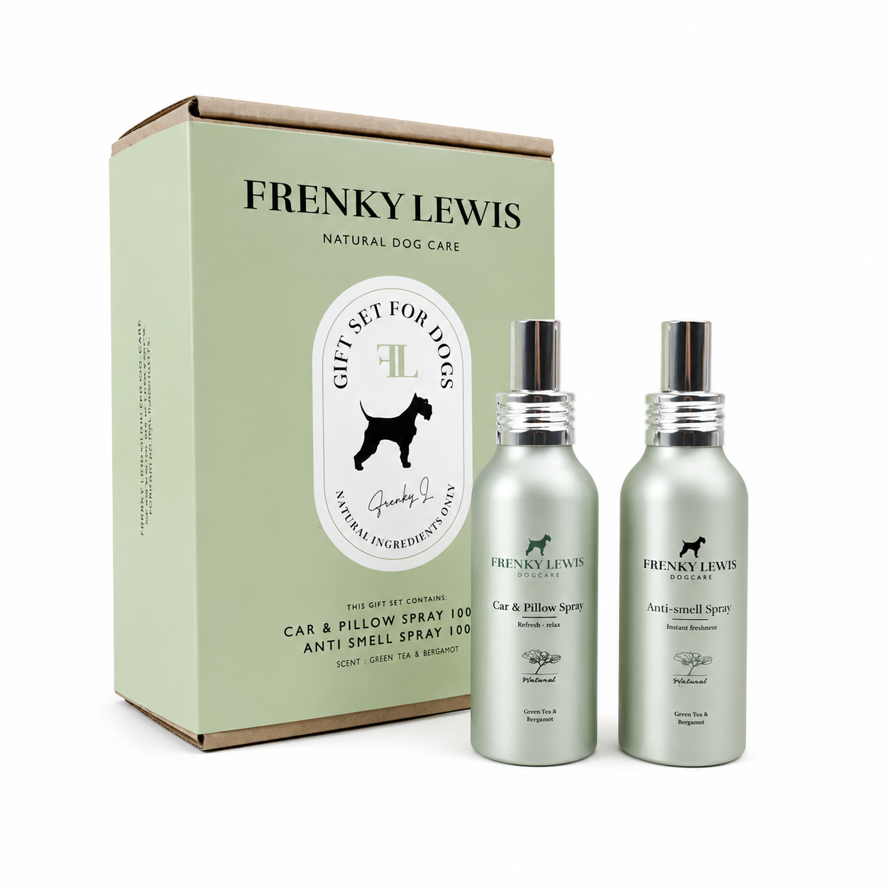 Frenky Lewis - Set Car &amp; Pillow + Anti Smell Spray – Ceai Verde &amp; Bergamotă
