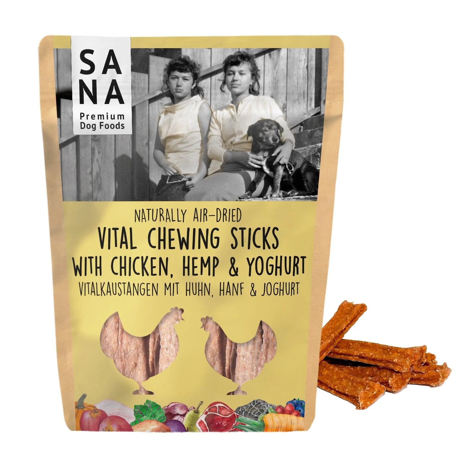 SANA - Batoane de ros cu vită, pui, cânepă și iaurt - 150g