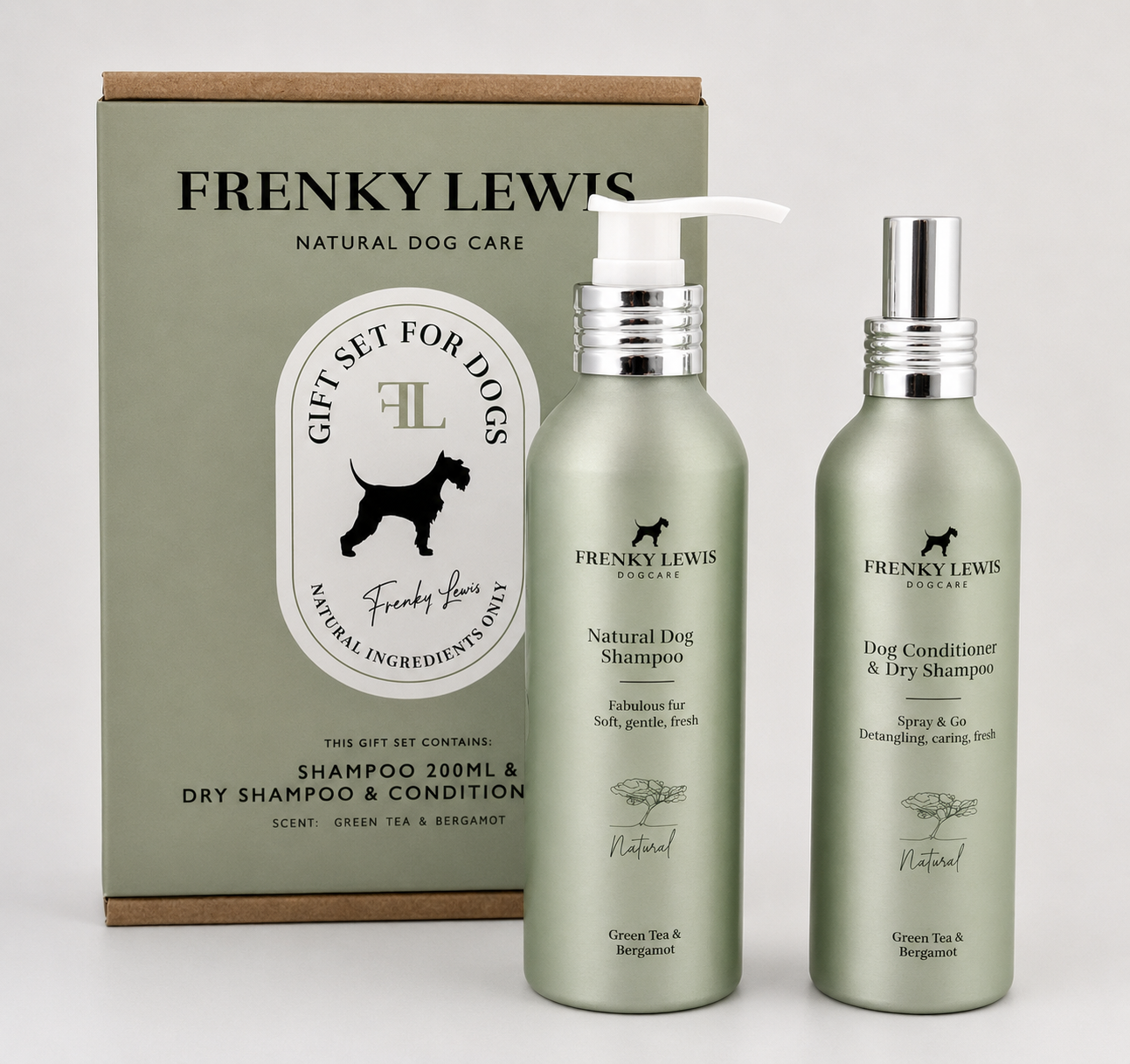Frenky Lewis - Set Șampon + Balsam &amp; Șampon Uscat – Ceai Verde &amp; Bergamotă